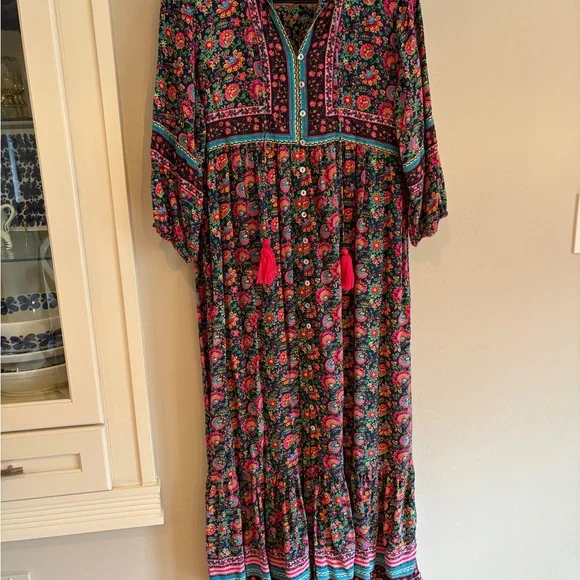 NATURAL LIFE boho Floral Maxi Dress long sleeve size medium cottagecore vibe! - Picture 2 of 8